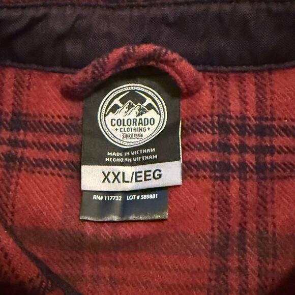 Colorado Clothing Mens XXL Shacket Red Plaid Thick Flannel Side Pockets Jacket - Picture 2 of 6